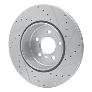 BMW 640I Brake Rotor (1) - Rear Left - R1 Concepts - Drilled & Slotted - Silver - `10-`19